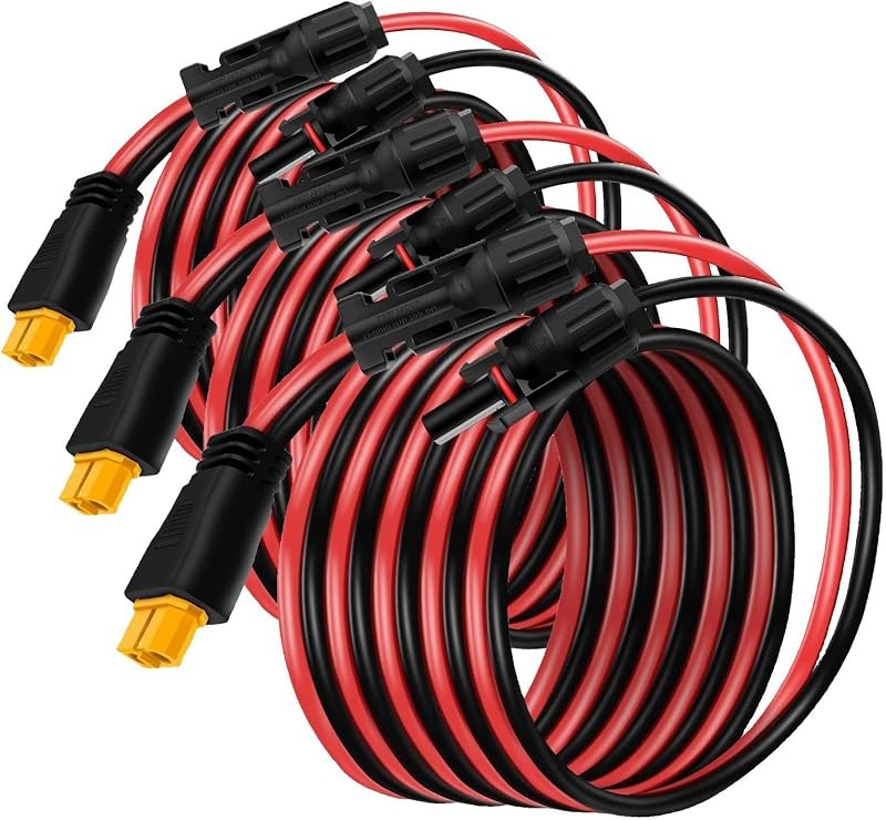 Solar Panel Cable for Ecoflow Anker SOLIX 12AWG, 10FT/3M Compatible with MC-4 to XT60 Plug Solar Panel Connector