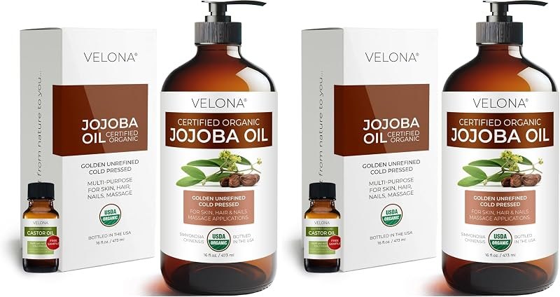 velona Jojoba Oil USDA Certified Organic - 16 Fl Oz in Glass Bottle — skin face oil for skin face oil