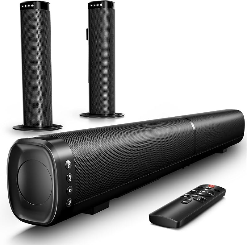 Sound Bar, 100W Sound Bar for Smart TV with Bluetooth 5.3/ARC/Opt/AUX, 2-in-1 Detachable Home Soundbar, 3 Equalizer