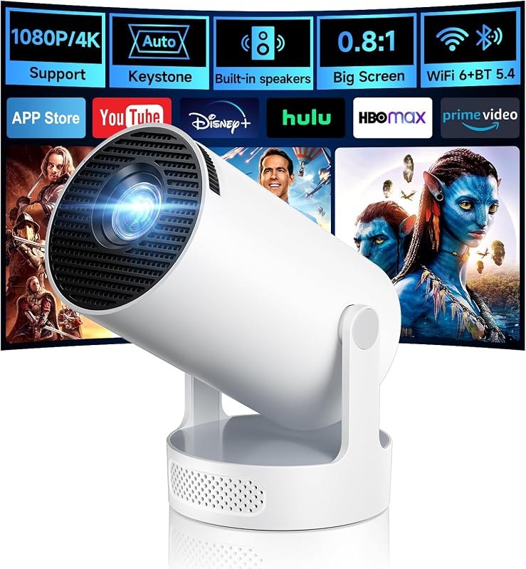 Mini Projector with WiFi 6 and BT 5.4, Built-in Apps 2026 Upgraded — wuxing mini projector for wuxing mini projector
