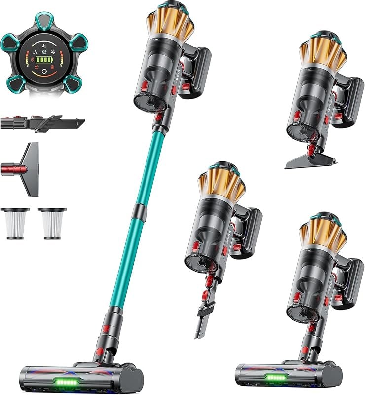Cordless Vacuum Cleaner, 60Kpa 650W 70 Mins Stick Vacuum Cleaners for Home with Hurricane Mode, Self-Standing