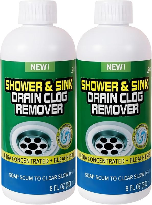 Liquid Drain Cleaner Clog Remover for Kitchen & Bathroom Drains 2Pack — enzyme drain cleaner for enzyme drain cleaner