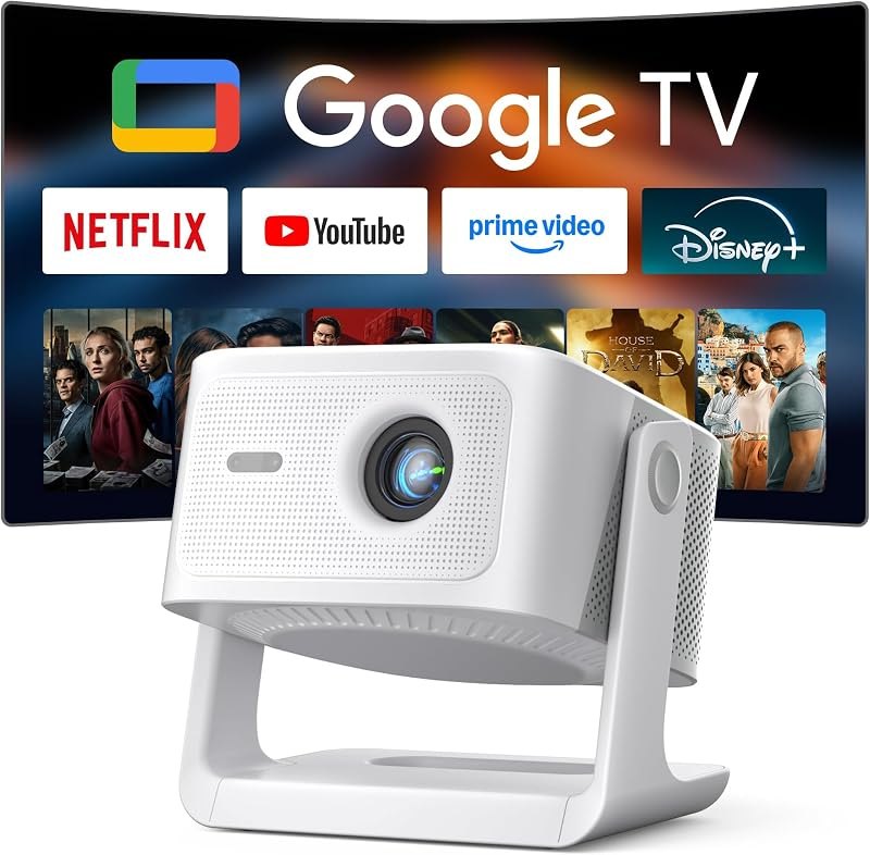 【Google TV & 4K】Smart Projector with WiFi and Bluetooth, VISSPL AI Auto Focus & Auto Keystone Portable Outdoor