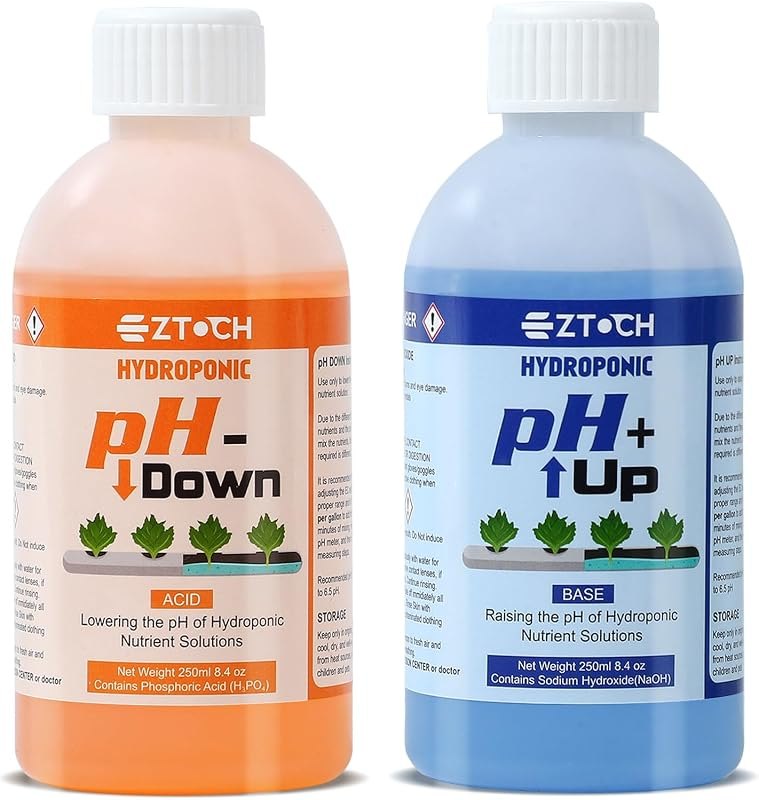 pH Up and Down for Plants, Hydroponic pH Adjuster, Each 250ml 8.4oz — hydroponic ph test kit for hydroponic test kit