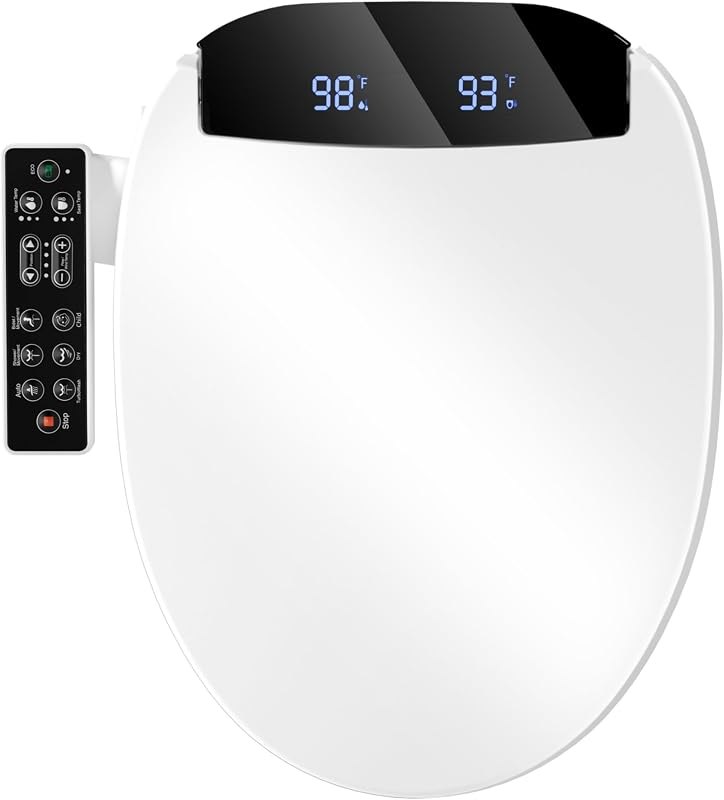 Electric Bidet Toilet Seat with Side Panel Round,Multiple Spray Modes — bidet seat for tall people for bidet seat tall