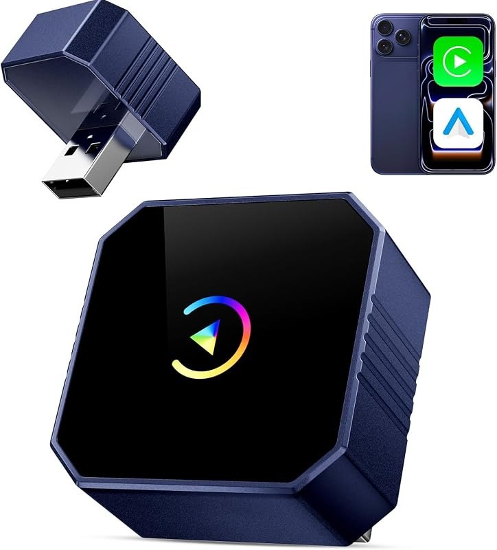 Wireless CarPlay Adapter for iPhone&Android, 2026 Upgraded Car Play Mini Wired to Wireless Adapter for CarPlay