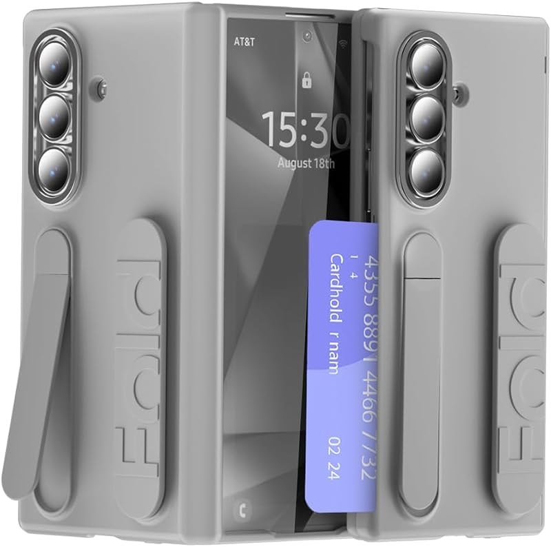 for Samsung Galaxy Z Fold 8 Ultra Protect Case with Wristband Stand and Card Slot,Bulit-in Hinge Protection, Screen &