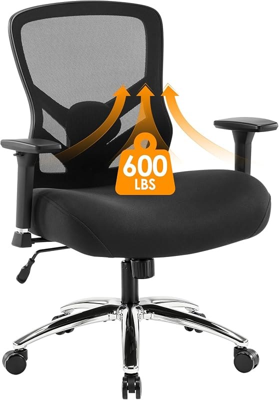 Big and Tall Office Chair 600LBS Ergonomic Heavy Duty Wide Office Chair — steelcase leap v3 chair for steelcase leap