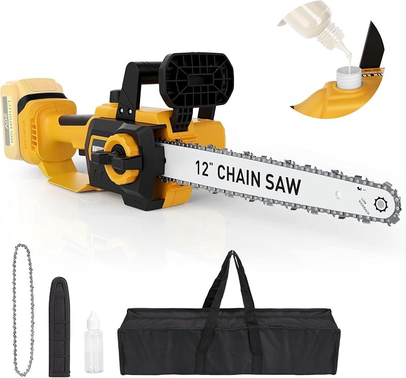 12 Inch Cordless Chainsaw for Dewalt 20V Max Batteries (Battery NOT Included), Cordless Chain saw with 2 Pcs