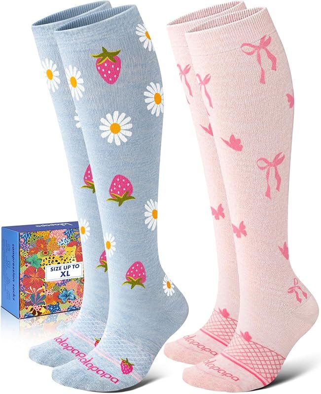 2 Pair Cotton Compression Socks for Women 15-20mmHg — diabetic compression socks for diabetic compression socks