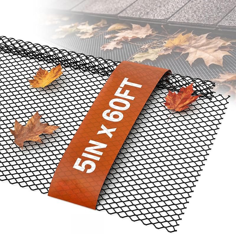 Rocaris 20Pcs Lock in Gutter Guard 5 Inch x 60 ft Rain Gutter Screen Covers — 5 inch K style gutter for inch style