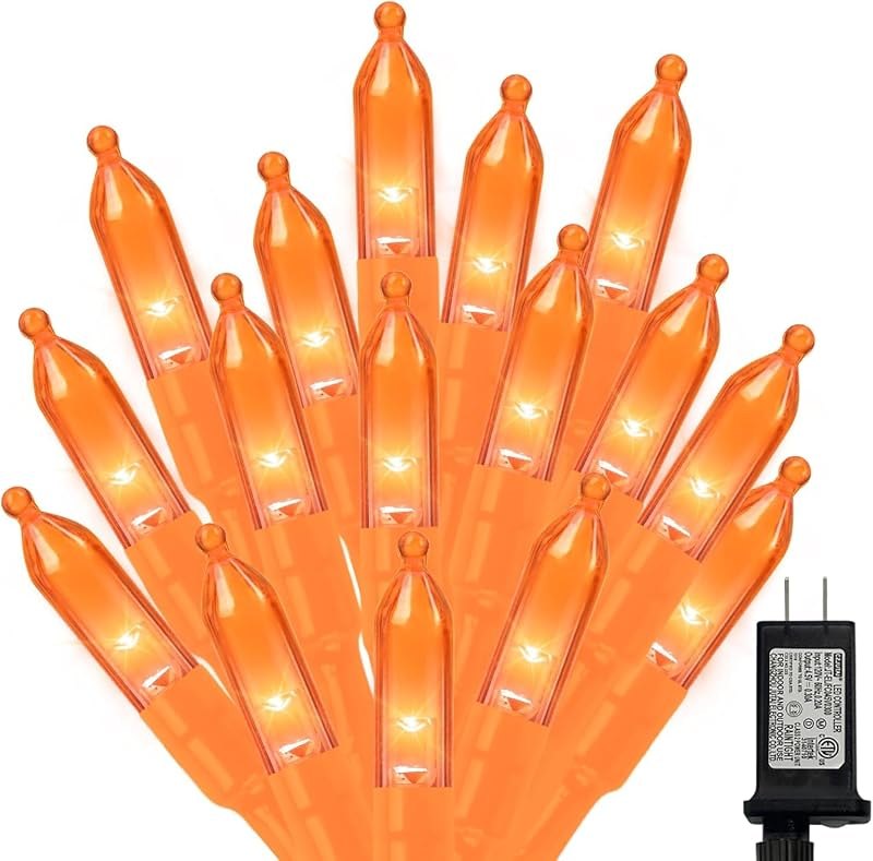 Orange Halloween String Lights Outdoor, Thanksgiving Mini Lights, 66FT 200 LED Waterproof Christmas Lights with 16