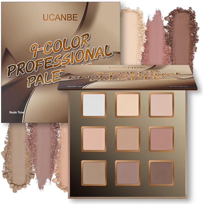 UCANBE 9 Colors Matte Eyeshadow Palette, Neutral Nude Brown Eye Makeup, Warm Highly Pigmented Blendable Smooth for