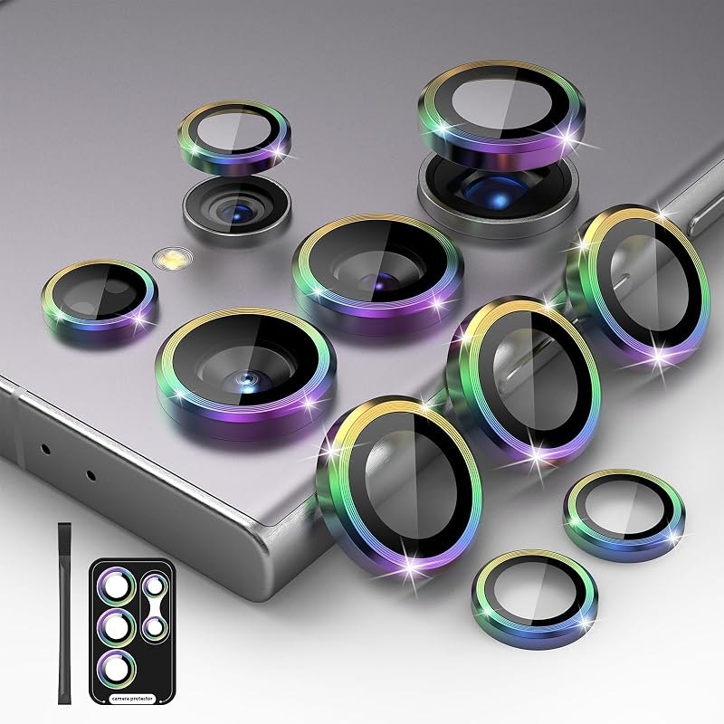 Compatible for Galaxy S22 Ultra Camera Lens Protector Individual Aluminium Alloy Ring 9H Tempered Glass Decorative