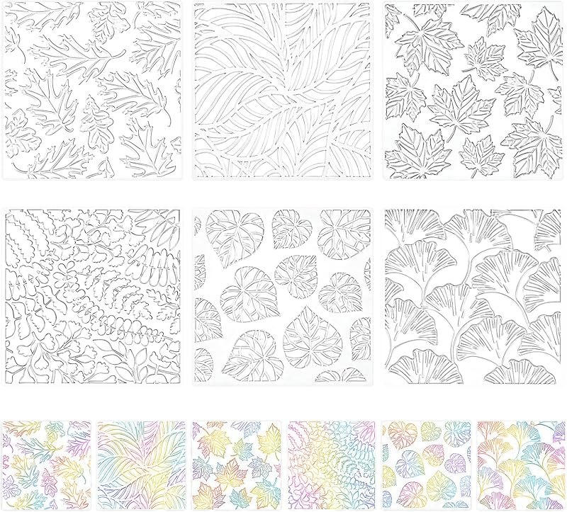 Poola Voidra 6 Pack Leaf Texture Rubbing Plates Nature Art Craft Tools — best Leaf Rubbing Art Set for leaf rubbing