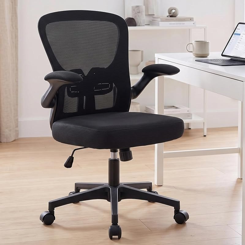 Office Chair, Ergonomic Desk Chair with Adjustable Lumbar Support and Flip up Armrest, Breathable Mesh Computer Chair