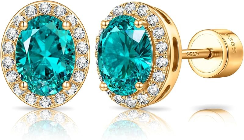 Certified Lab Grown Garnet Flat Back Stud Earrings, Paraiba-Inspired — flat back gold studs for flat back gold studs
