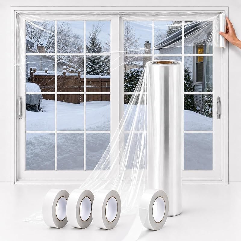 Window Insulation Kit, 87 x 394 in, Clear, for 3 Large Windows — Thermal Window Insulation Kit for thermal window