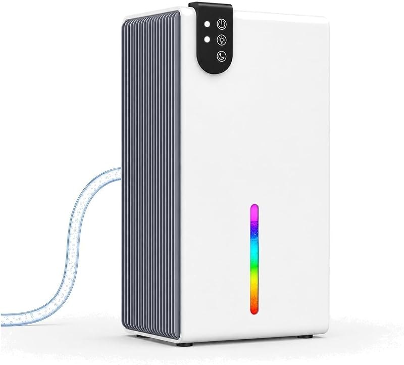 98 OZ Small Dehumidifier for Home 1000 Sq Ft, Quiet Dehumidifier with Drain Hose, Auto Shut-Off, Sleep Mode, 7-Color