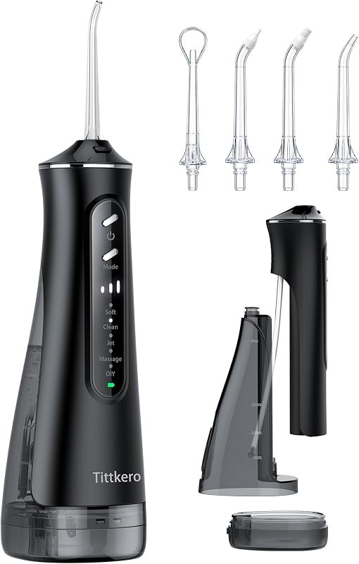 Cordless Water Flosser for Teeth, 300ML Detachable Tank Oral Irrigator — water flosser with pressure for water flosser