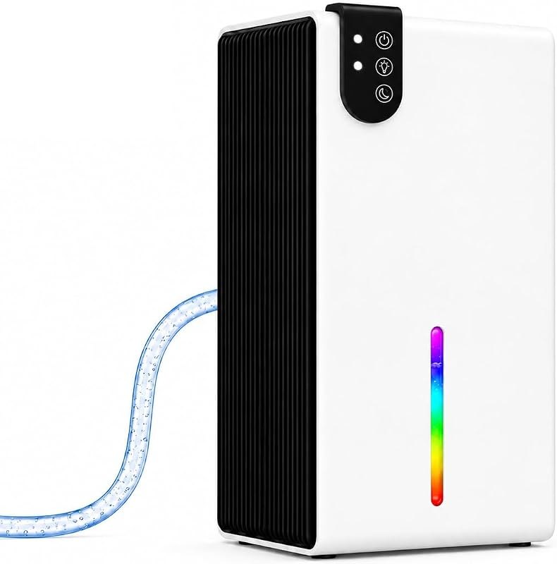 98 OZ Small Dehumidifier for Home 1000 Sq Ft, Quiet Dehumidifier with Drain Hose, Auto Shut-Off, Sleep Mode, 7-Color