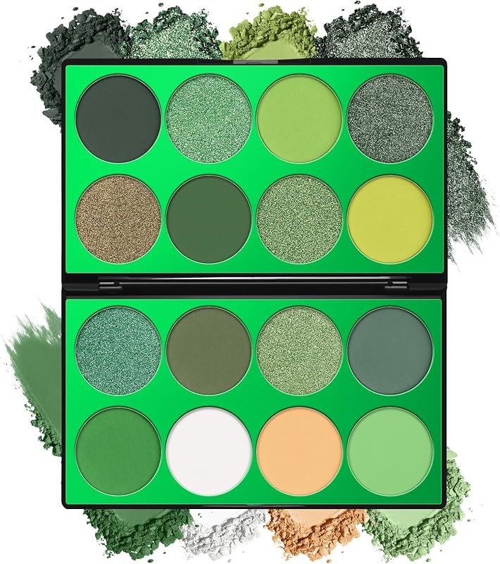 16-Color Green Eyeshadow Palette for Halloween Witch, Goth & Zombie Makeup — green eyeshadow quad for green eyeshadow