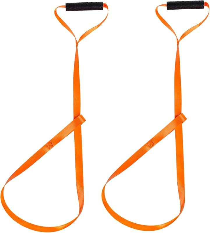 Deer Drag Rope, 2 Pcs Deer Puller Strap Sled Harness with Non-slip Handle and Self-lock Loop, Orange Premium Nylon