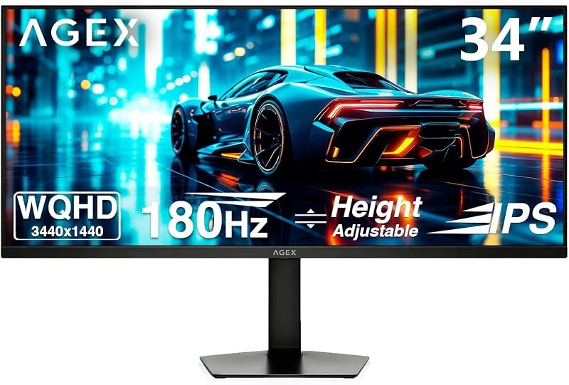 34 Inch WQHD 2K Ultrawide IPS Gaming Monitor, 3440 x 1440, 180Hz — 39 inch ultrawide monitor for inch ultrawide monitor