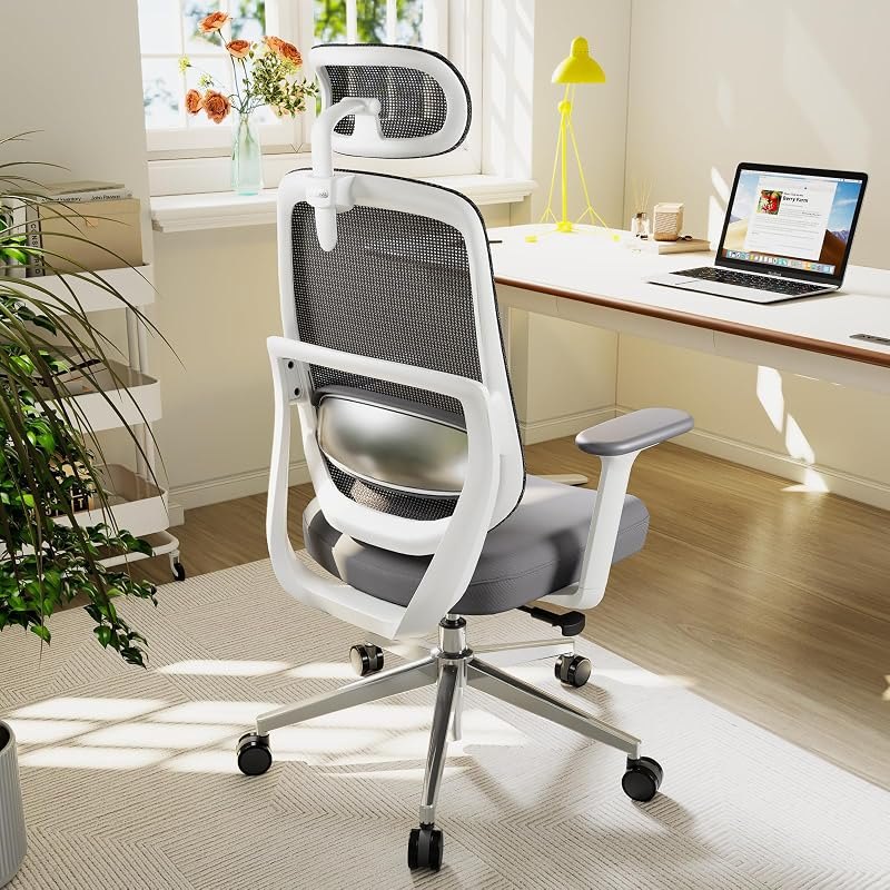 Ergonomic Office Chair Desk Chair with Lumbar Support, White — reclining office chair for reclining office chair
