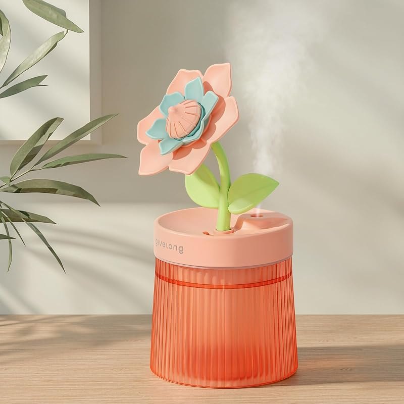 Flower Mini Humidifier, Cute Small Humidifiers, USB Portable Personal Cool Mist Desktop Humidifiers, Cooling for Home