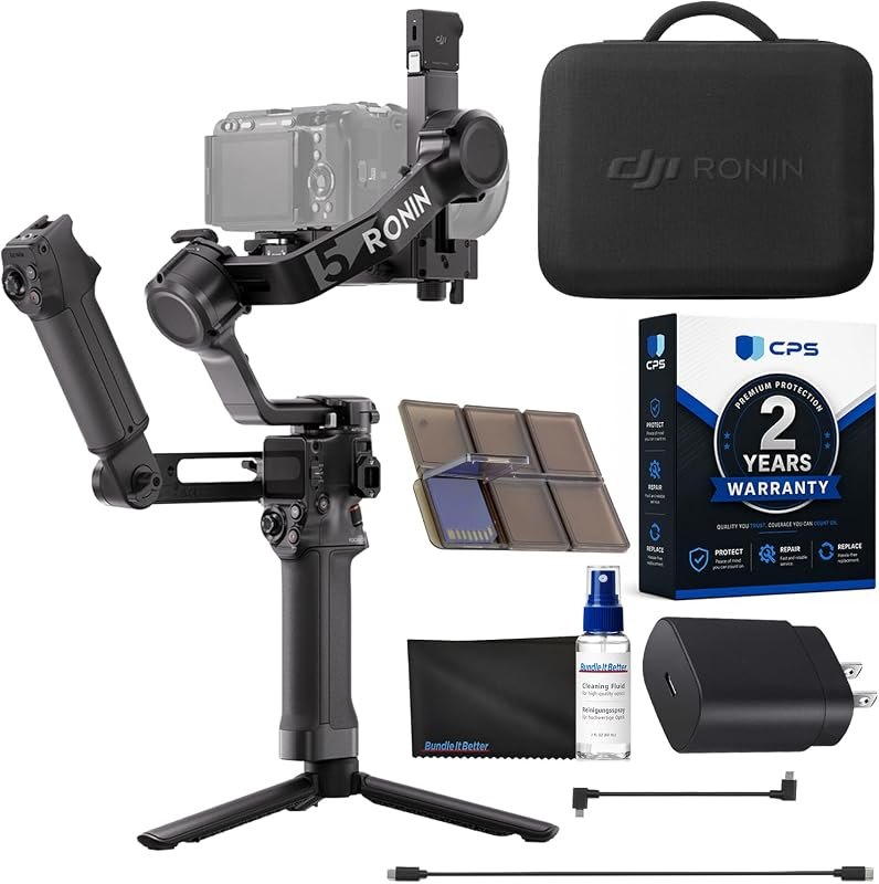 RS 5 Gimbal Combo Kit Stabilizer for Camera Bundle with AI Tracking Module, CPS 2 Year Warranty, USB Power Adapter +