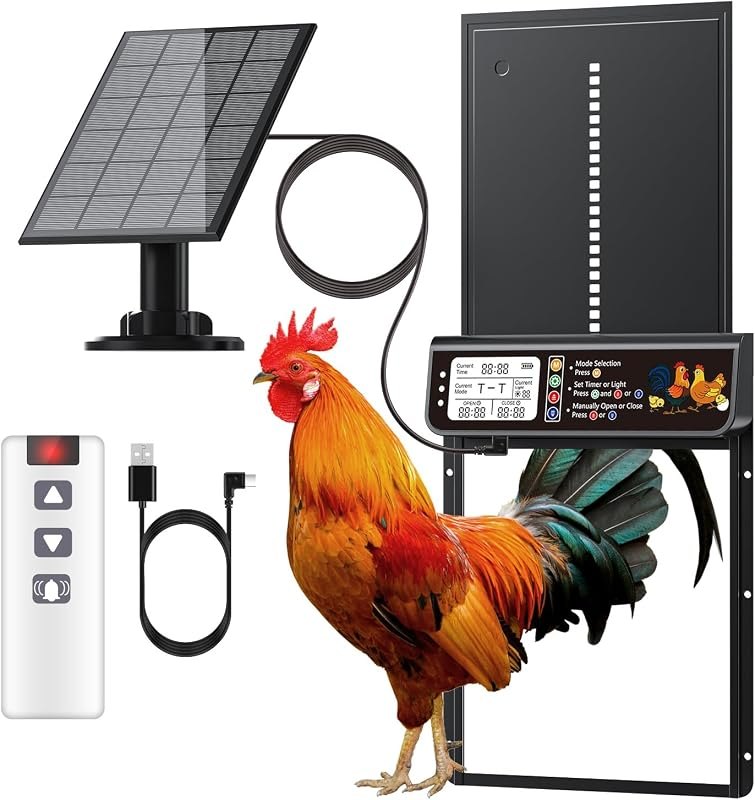 Solar Automatic Chicken Coop Door with Timer & Light Sensor — best electric chicken coop door for electric chicken