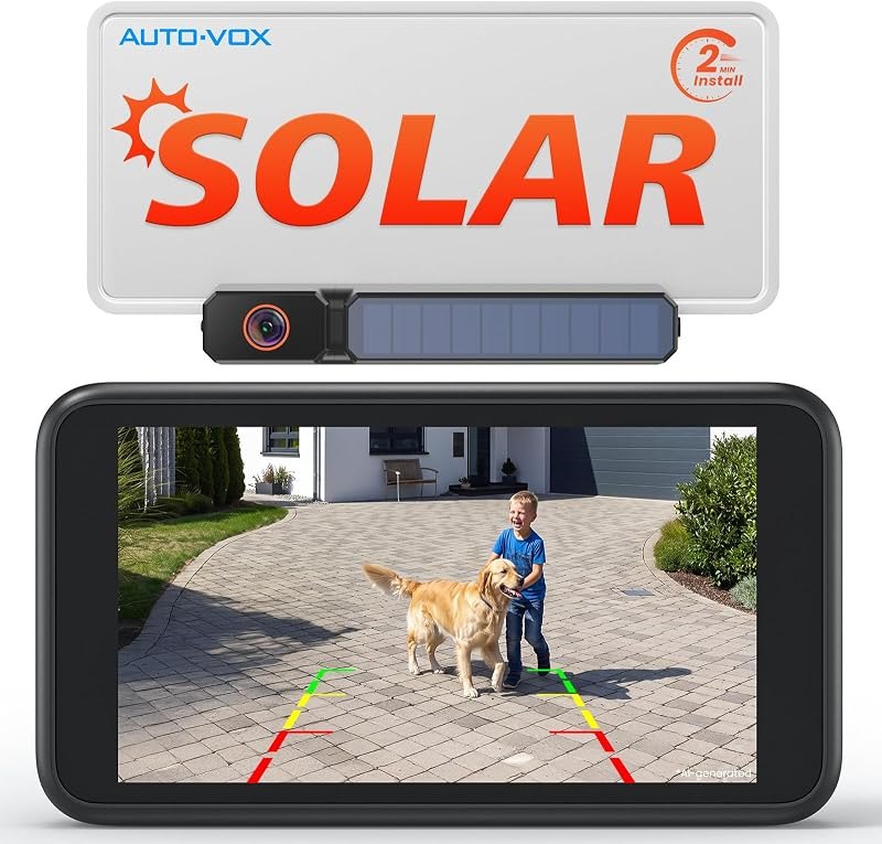 AUTO-VOX Solar Wireless Backup Camera, 2 Minute DIY Install, 5" Monitor — auto backup camera for auto backup camera