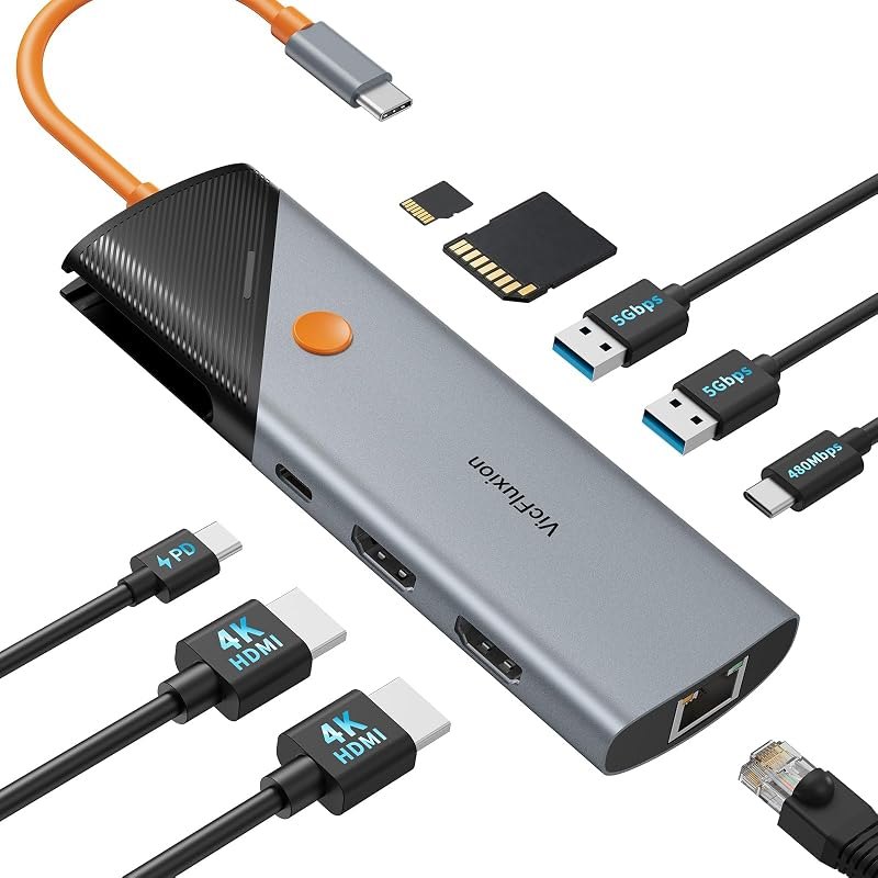 Docking Station Dual Monotior for Laptop,9-in-1 USB C Dock Dual HDMI Ports — USB-C docking station for usb docking
