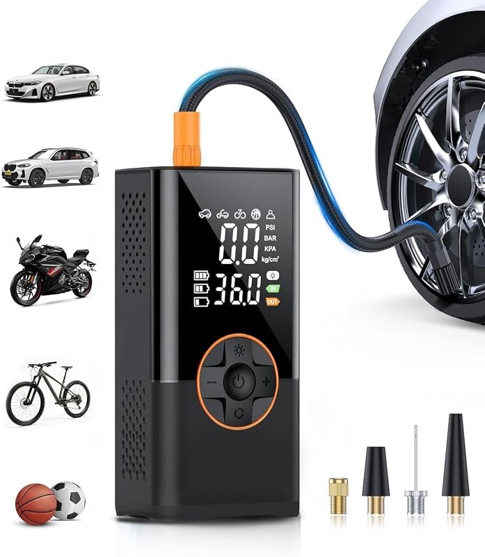 Tire Inflator Portable Air Compressor, 150 PSI Tire Inflator with LCD Digital Display, 3X Faster Portable Air Pump for