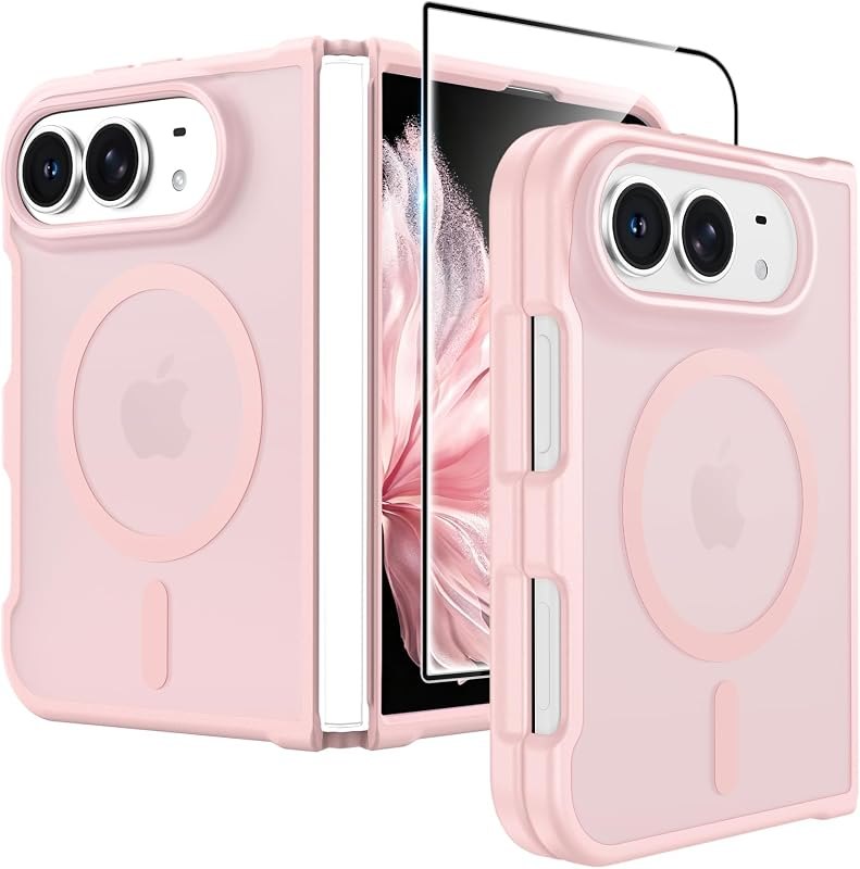 FNTCASE for iPhone Duo Case: Translucent Matte Fit for MagSafe Light Pink — broken iphone duo for broken iphone duo