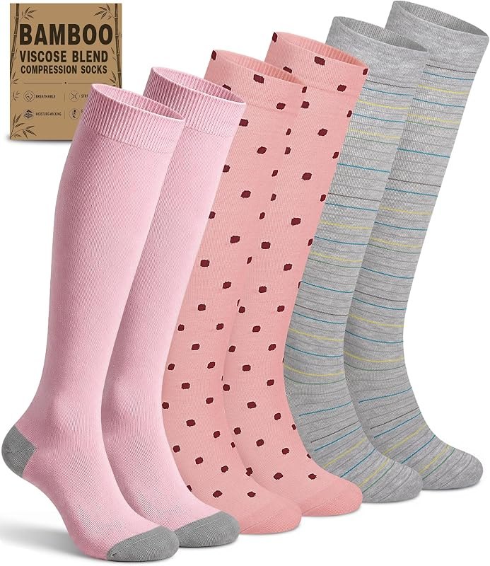 Bamboo Viscose Compression Socks for Women&Men Circulation 8-15 mmHg Nurse — best varicose vein compression socks for