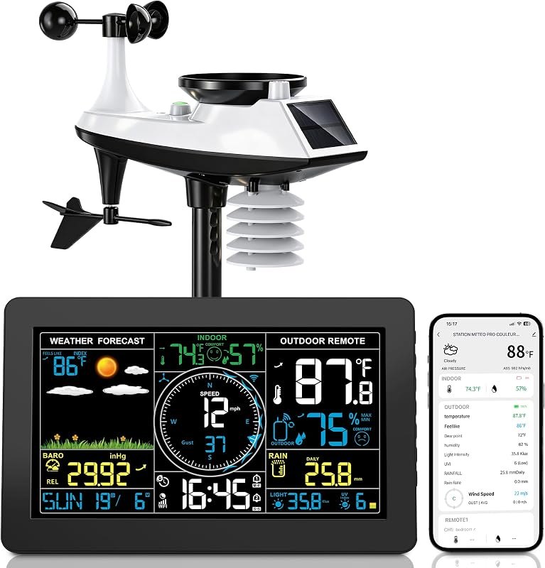 Smart WiFi Weather Station Wireless Indoor Outdoor Sensor with Rain Gauge — La Crosse Weather Station for crosse