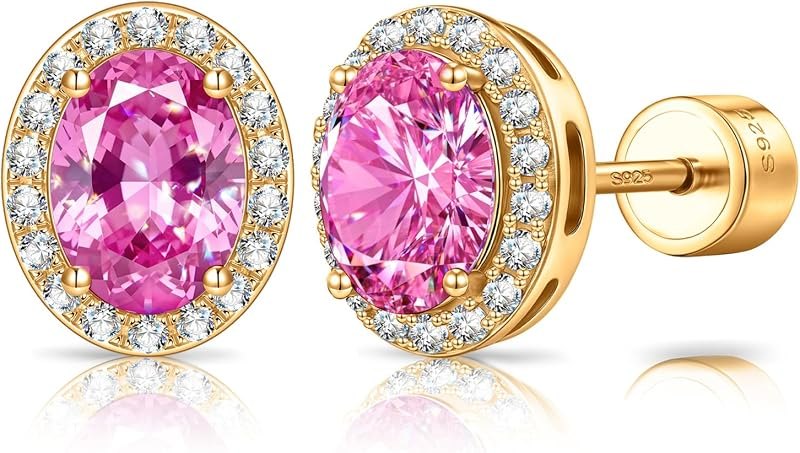 Certified Lab Grown Intense Pink Sapphire Flat Back Stud Earrings — Flat Back Earrings for flat back earrings