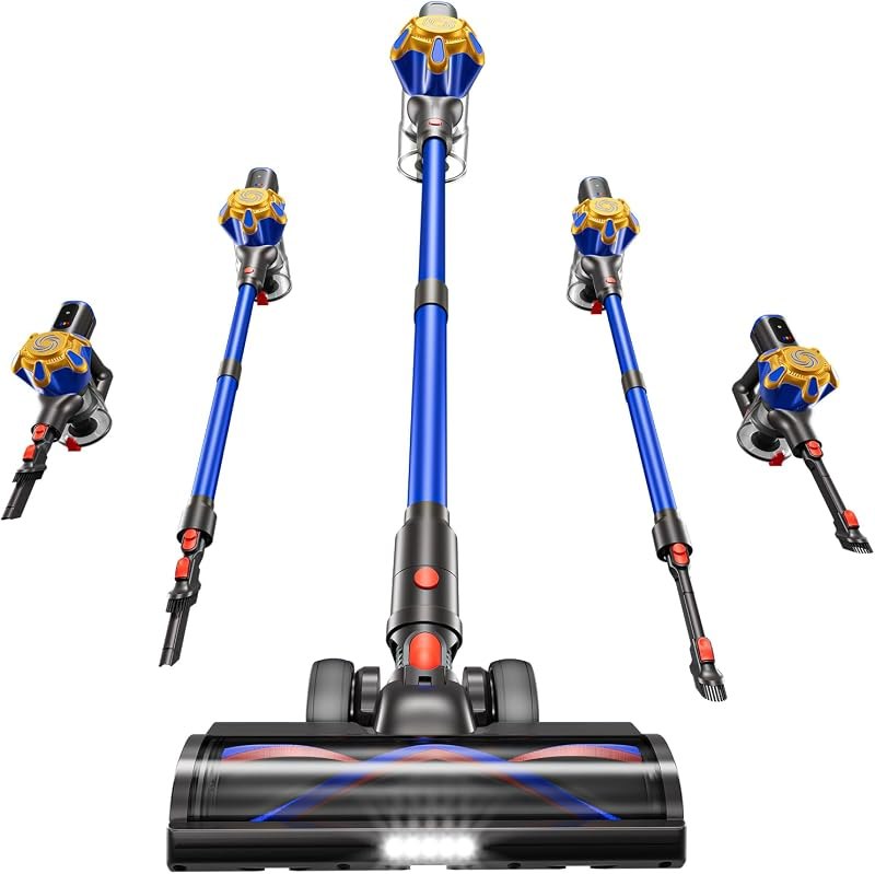Cordless Vacuum Cleaner, 580W 50Kpa 65Mins Stick Vacuum Cordless Three Gears, Anti-Tangle, Self-Standing