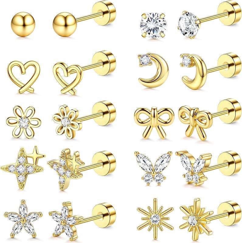 Hypoallergenic Earrings for Girls Women Stainless Steel Flat Back Earrings — best screw back stud earrings for screw