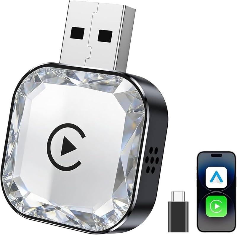 2026 Wireless CarPlay Android Auto Adapter, 2-in-1 Wireless CarPaly Dongle, Fast Auto-Connect, Vented Cooling, Plug