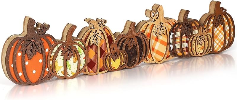 Fall Decorations for Home Wooden Fall Pumpkin Table Sign Tabletop Tiered Tray Decor Centerpieces for Tables Indoor