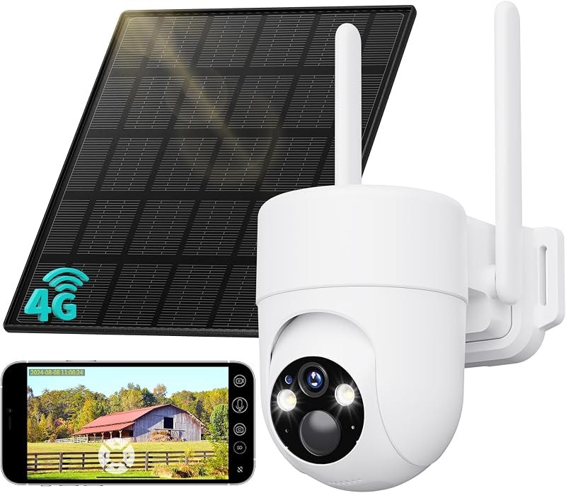 LIWAN 4G LTE Cellular Security Cameras, No WiFi Needed, 2K Off-Grid Cam — solar security camera for solar security