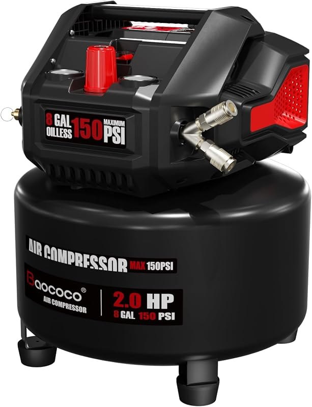 8 Gallon Portable Air compressor, 2HP Motor Oil Free Air Compressor Tank — shop air compressor for shop air compressor