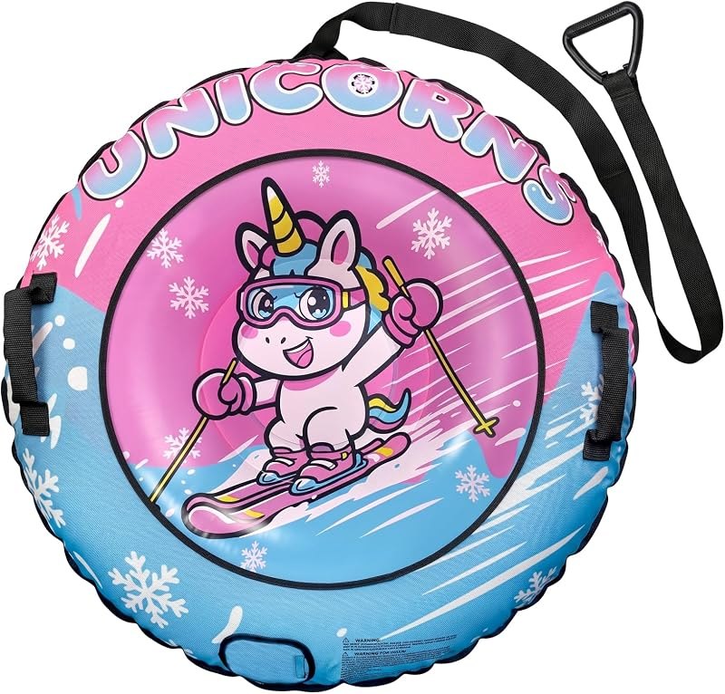 48" Inflatable Snow Tube, Heavy Duty Sledding Tube with Canvas Cover