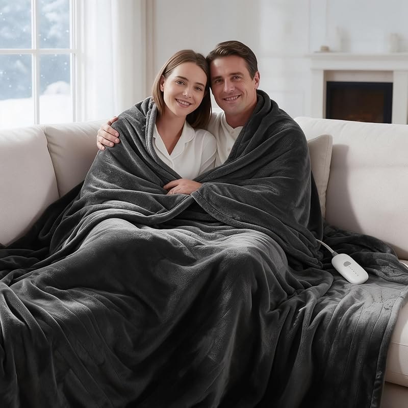Heated Blanket Full Size Electric Blanket Full 72X84'' Gifts for Grandma — cable free electric blanket for cable free