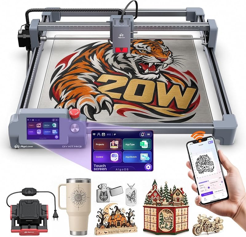 AlgoLaser MK3 20W Laser Engraver and Cutter with Adjustable Air Assist Pump — laser engraver software for laser
