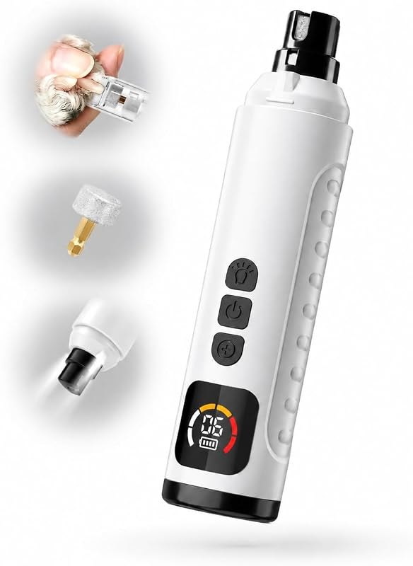 Dog Nail Clippers Electric 6 Speed Cat Nail Clipper with LED Display Low Noise Dog Nail Grinder Quiet Design for Small
