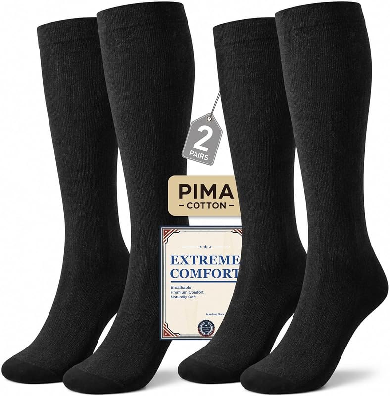 Pima Cotton Compression Socks for Women Men Soft & Breathable — 15-20 mmHg compression socks for mmhg compression socks